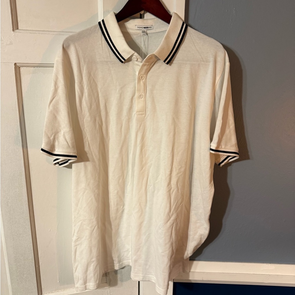 Fashion Nova White Polo with Black Trim